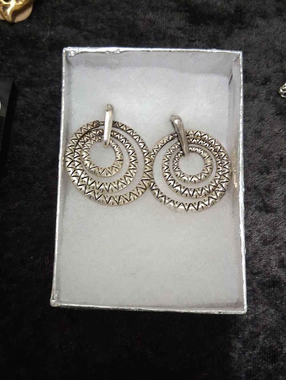 Silver Textured Double-Hoop Earrings - Women Jewelry